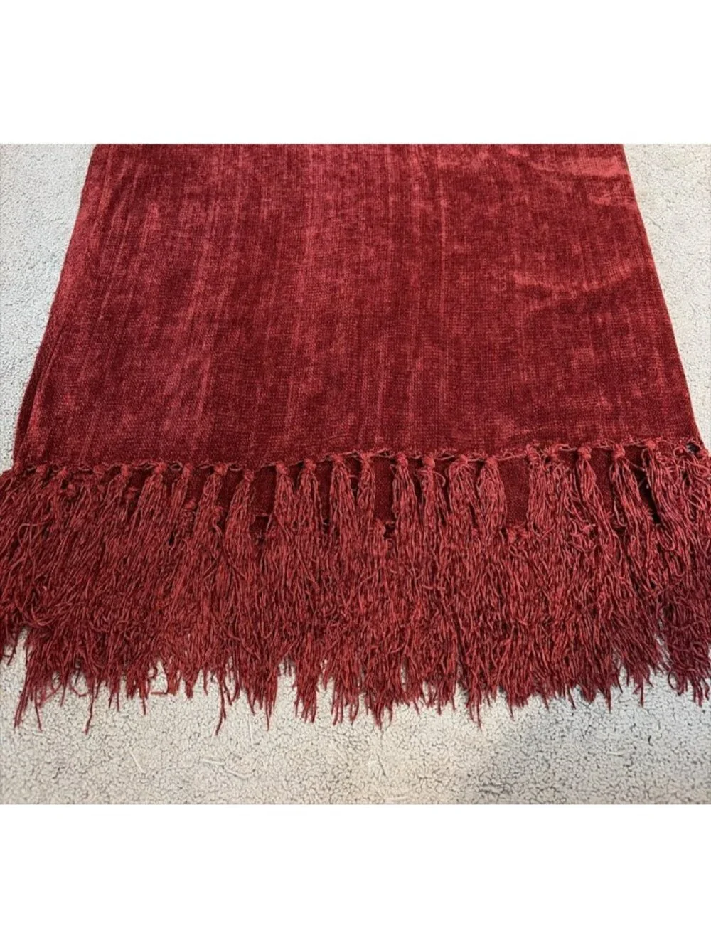 Luxury Red Chenille Blanket Decorative Throw Quilt Fringe Cover Bedding Luxe